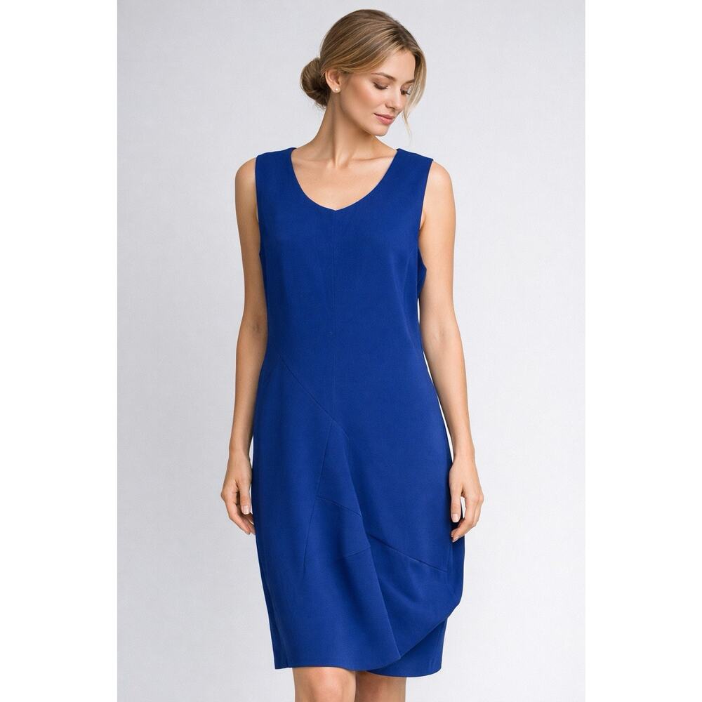Jil Sander Italy Blue Asymmetric Midi Dress 40 US 8-10 FW22 Architectural Seams